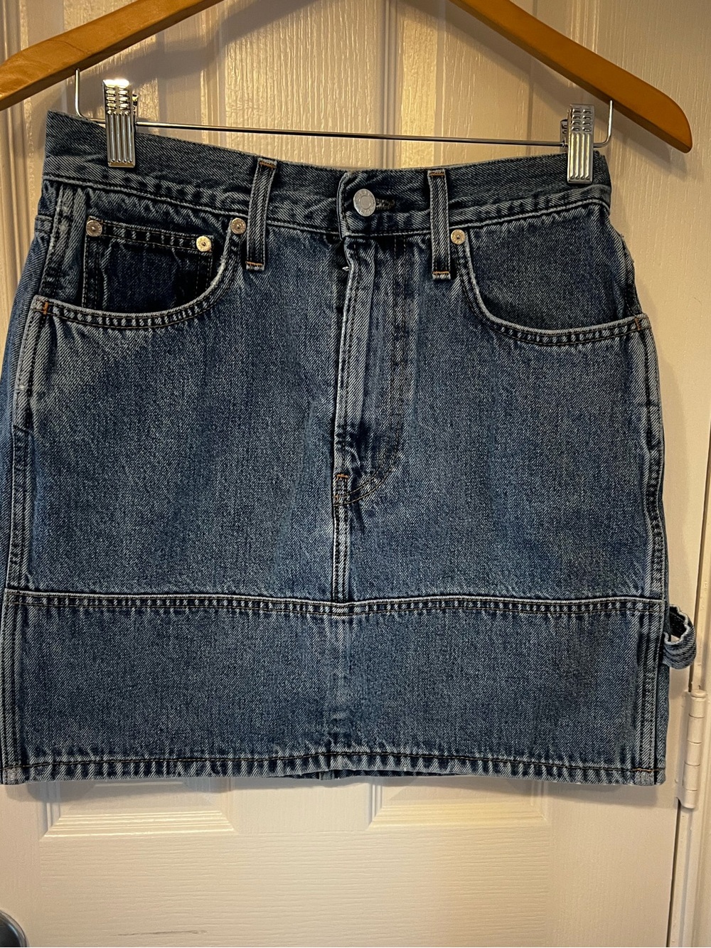 Helmut Lang Denim Mini Skirt 29 Made in Italy Utility Loop Y2K 100% Cotton